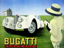 VINTAGE Bugatti poster ,re-