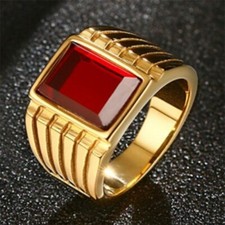 18K GOLD EP RUBY CZ EMERALD