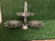 Folding 3 Plate Pierced Metal Cake/Fruit/Sandwich  Stand