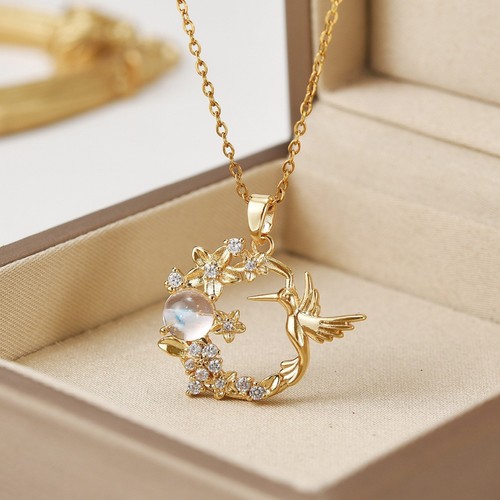 Bird crystal flowers moonstone - bird,