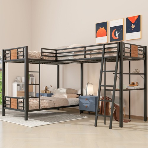 Shaped twin over - twin, bunk