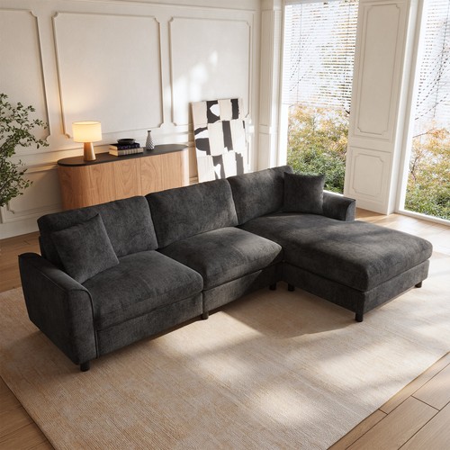 Shaped corner sofa dark grey - dark,