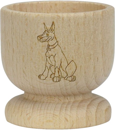 Doberman dog wooden egg cup - wooden,
