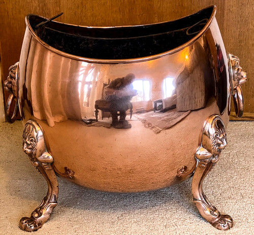 Large antique copper lions - large,