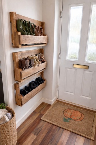 Rustic wall mounted shoe rack - mounted,