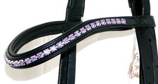 FSS 6mm Crystal VIOLET LILAC PURPLE Bling Padded Curve V Browband Custom Made