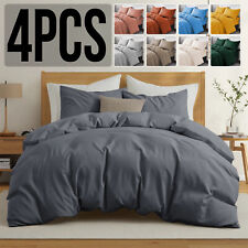 Reversible Duvet Cover 4 Piece Bedding Set & Fitted Sheet & pillowcases All Size
