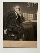 Antique Engraving Portrait of Surgeon John Hunter after Sir Joshua Reynolds 1836