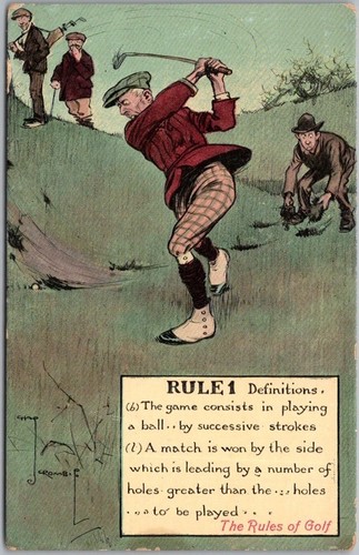 Vintage 1910s golfing comic - golfing,