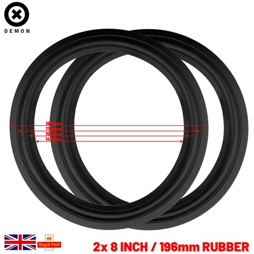Inch 196mm black rubber - 2x, 8"