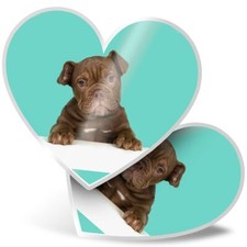 2 x Heart Stickers 7.5 cm - Cute Old English Bulldog Puppy Dog  #21422