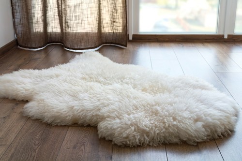 Sheepskin rug genuine ivory - sheepskin,