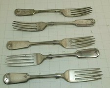 Daniel & Arter Antique EPNS Electro Nevada Silver 7" Dinner Forks X 5
