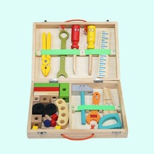 Creative Wood Tool Kit for Kids, Educational Tool Box Colorful,