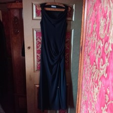 Wallis Size 16 Ladies Black Elegant Long Party Dress Gold Button Detail.