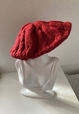 00’S Vintage New Look Cherry Red Knitted Beret/Beanie One Size BNWOT