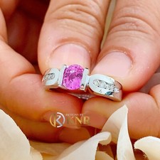 14K WHITE GOLD OVAL CUT PINK