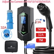 7kw Portable EV Charging Cable Type 2 UK Plug 3 Pin Electric Vehicle Car Charger