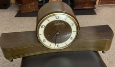 Antique Large  Art Deco Wooden Junghans Mantel Clock Chrome Feet