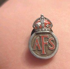 WW2 Auxiliary Fire Service AFS National Brigade STERLING SILVER Lapel Badge