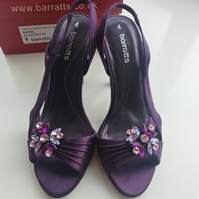 LADIES BARRATS PURPLE SATIN DIAMANTÉ SANDALS UK 4 WORN ONCE