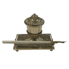 5" Brass Inkwell Pen Holder