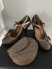 Ruby Shoo Copper Colour Shoe & Bag Set Heels Size 7 Used 