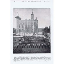 The 1st Suffolk Regiment at the Tower of London -Antique Print 1896