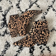 TOPSHOP Animal Leopard Print Boots Brown Pointed Mid Heel - Size 40 / UK 7