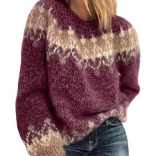 Women Jumper Tops Winter Warm Sweater Ladies Cozy Long Sleeve Chic Pullover