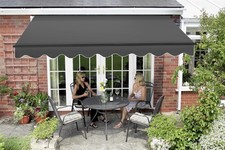 Manually Retractable Patio Awnings Plain Grey - 2.5m / 3m / 3.5m B Grade Stock