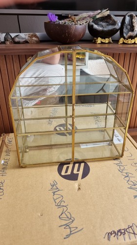 Curio cabinet brass glass - cabinet,