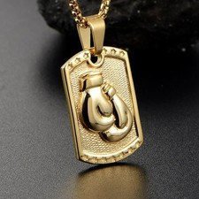 Premium Gold Boxing Glove Pendant With a Belcher Chain Unisex