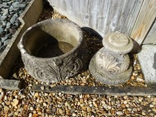 CONCRETE MOULDED PLANTER WITH SHORT STAND. ***COLLECTION ONLY***