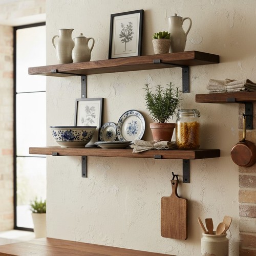 Wooden floating scaffold shelf - floating,