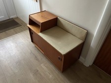 Fab Danish Style Teak Telephone Bench Hall Seat With Storage Chippy Heath 60s