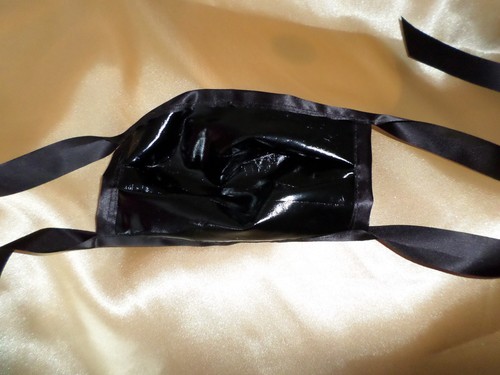 Black pvc mask satin - black, ties