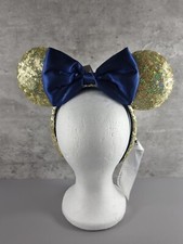 Walt Disney World Minnie Mouse Ears Headband Blue Gold Sparkle BNWT