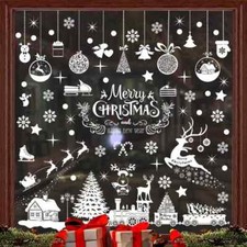 236pcs Christmas Removable Window Stickers Xmas Art Decal Wall Home Shop Decor