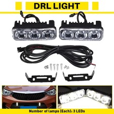 3.5" Set 3 LED Super White High Power Car DRL Daytime Running Lights Fog Lamps