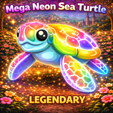 Mega neon sea turtle very - mega,