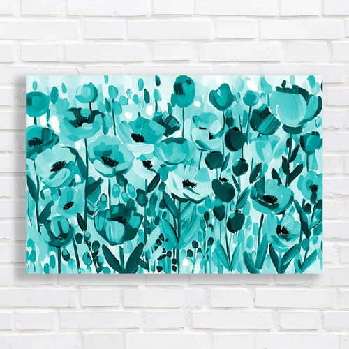 Vibrant floral field teal - field,