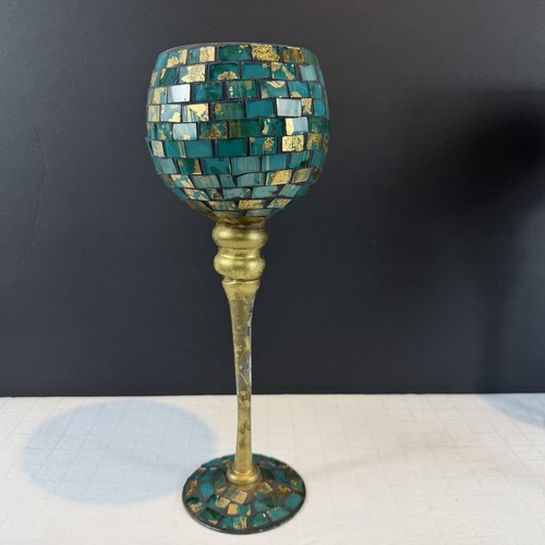 Tall turquoise and gold - , mosaic