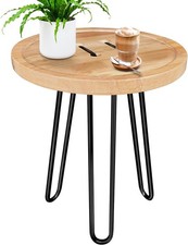 Round Wooden Side Table with