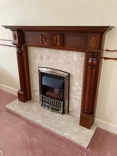 mohagany fire surround ,marble