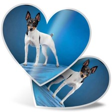 2 x Heart Stickers 10 cm - Toy Fox Terrier Dog Puppy  #2222