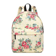 Women's Floral Canvas Rucksack Flower Backpack for School College Zipped A4