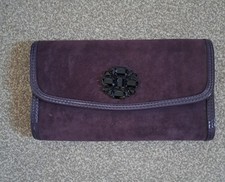NEW Purple CLARKS Faux Suede clutch or shoulder Bag with a detail to front
