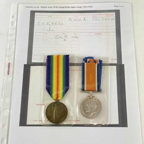 Ww1 medal pair 241596 private - medal,