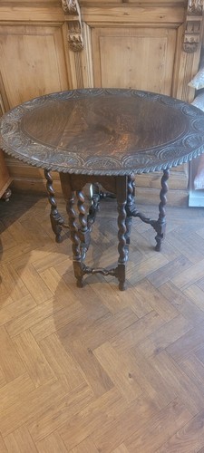 Antique dark oak carved drop - dark,